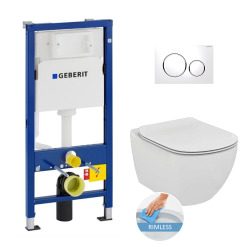 Geberit Duofix toilet set + Ideal Standard Tesi Aquablade bowl + Sigma20 flush plate white chrome (GEBAQUA-C)