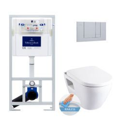Villeroy & Boch Viconnect Pro toilet set Support frame + bowl + soft close seat + two-touch flush plate chrome (ViConnectSM26-3)