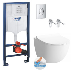 Geberit Pack WC Bâti-support + Cuvette Vitra SENTO noire sans