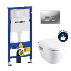 Geberit Toilet set Solid UP100 + Serel SM10 bowl + softclose seat + chrome flush plate  (39186GEB2)