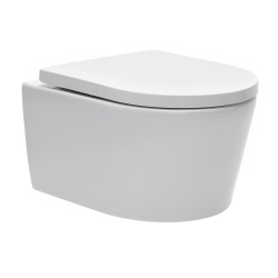 Geberit Toilet set UP100 support frame + Delta35 matt chrome plate + SAT rimless suspended bowl and invisible fixings (SATrimlessGeb2)