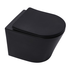 Geberit Toilet set UP320 support frame + SAT Infinitio rimless toilet matt black + Softclose seat + Black plate (GebBlackInfinitio-G)