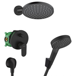 Hansgrohe Vernis Blend All-in-1 shower set with 2 spray hand shower + arm and 20cm head shower, matt black (VERNISBLENDNM1) Hansgrohe Vernis Blend All-in-1 shower set with 2 spray hand shower + arm and 20cm head shower, matt black (VERNISBLENDNM1)
