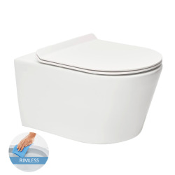 Swiss Aqua Technologies Brevis Wall-Hung Rimless Toilet, invisible fixings + ultra-slim soft-close seat (BrevisRimless)