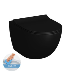 Swiss Aqua Technologies Wall mounted WC SAT Infinitio with softclose seat, Matt black (SATINF011RREXPBKM)