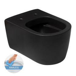 Idevit Alfa Wall-hung rimless toilet bowl, Matt black (AL010BL)