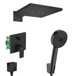 Hansgrohe Vernis Shape Pulsify All-in-one concealed shower set with overhead shower 300 XXL + 3-jet shower, matt black
