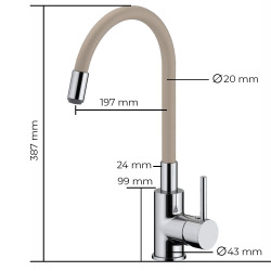  Shape Memory Kitchen Mixer Tap, Flexible Beige silicone spout (SIKOBSLPRO290BE)