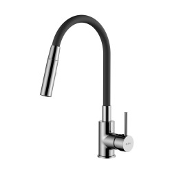 Siko Shape Memory Kitchen Mixer Tap, pull-out spray, Flexible Black silicone spout (SIKOBSLPRO290C2F)