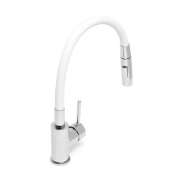 Siko Shape Memory Kitchen Mixer Tap, pull-out spray, Flexible White silicone spout (SIKOBSLPRO290B2F)