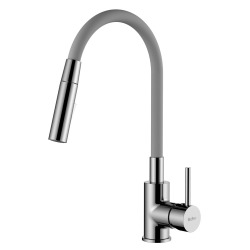 Siko Shape Memory Kitchen Mixer Tap, pull-out spray, Flexible Grey silicone spout (SIKOBSLPRO290S2F)