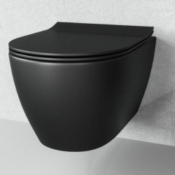 Geberit Duofix Toilet Frame + Vitra SENTO rimless matt Black + soft close seat + Black plate (BLACKSENTOGEB-7)