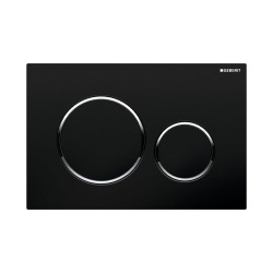 Geberit Toilet Frame + Swiss Aqua Technologies rimless wall-hung + SoftClose seat + black plate (GEBBLINFID)