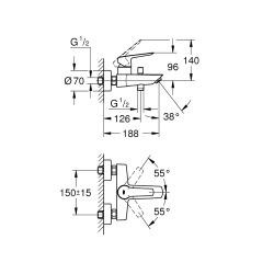  START Bath/Shower mixer 1/2", Matt black (322782432)