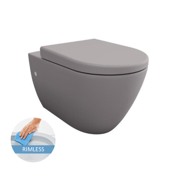Geberit Toilet Set Bello matt grey rimless WC (GreyBelloGeb2) B2K