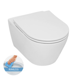 Geberit Extra-flat UP720 Toilet Frame + Serel rimless bowl + Softclose seat + White plate (SLIM-SP26-B)