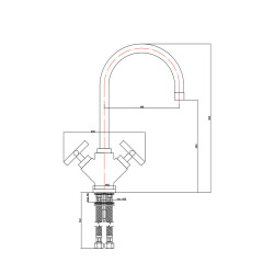  Cruz Dual lever kitchen tap with swivel arm, chrome (QTV180)
