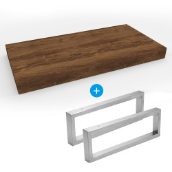 Egger Naturel Set Floating Basin Shelf 100x8x50 cm + 2 Towel holder fixings 45 cm, Charleston Dark oak tone (DO10050DT-FIX3)