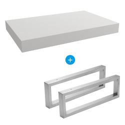 Egger Naturel Set Floating Basin Shelf 80x8x50 cm + 2 Towel holder fixings 45 cm, Matt white (DO8050BM-FIX3)