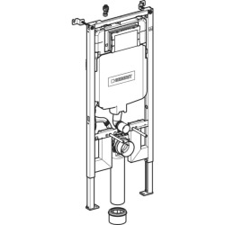 Geberit Duofix Pack UP720 Extra-Flat Frame 114 cm, space-saving + Sigma01 Dual Flush Plate, Black (111.796.00.1-A)