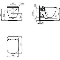  Toilet set Frame + Ideal Standard Tesi Aquablade bowl + Slim softclose seat + Chrome flush plate (ARENATESI)