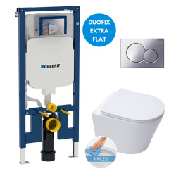 Geberit Toilet set UP720 Extra-flat Frame + SAT Infinitiorimless toilet, Invisible fixings + Chrome plate (SLIM-Infinitio-N)