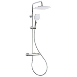 Optima Shower Column with thermostatic mixer, XXL Head Shower 250 mm, 3-Spray Hand Shower, White/Chrome (OPTIMASSTZ)