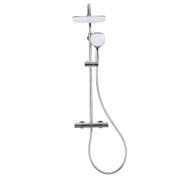 Optima Shower Column with thermostatic mixer, XXL Head Shower 250 mm, 3-Spray Hand Shower, White/Chrome (OPTIMASSTZ)  Optima Shower Column with thermostatic mixer, XXL Head Shower 250 mm, 3-Spray Hand Shower, White/Chrome (OPTIMASSTZ)