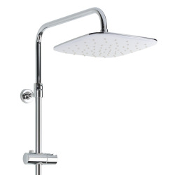 Optima Shower Column with thermostatic mixer, XXL Head Shower 250 mm, 3-Spray Hand Shower, White/Chrome (OPTIMASSTZ)