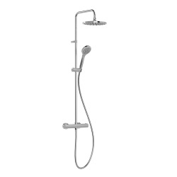 Tres Thermostatic Shower column XXL 250 + Hand shower with sliding and swivelling support 1 jet, Chrome (21639301)