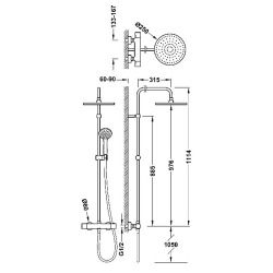  Thermostatic Shower column XXL 250 + Hand shower with sliding and swivelling support 1 jet, Chrome (21639301)