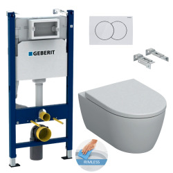 Geberit Toilet Pack Duofix Frame + iCon Rimless Toilet + Soft-Close Seat + White Flush Plate (iConGeb3)