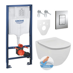 Grohe Toilet set Rapid SL GROHE + Toilet bowl Ideal Standard Tesi Aquablade + flush plate Grohe Skate Chrome (GROHEAQUA-SET)