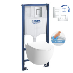 Grohe Toilet Set GROHE + VITRA SENTO RimEx Bowl with softclose seat + Grohe Chrome flush plate (GROHE-SENTOrimless)