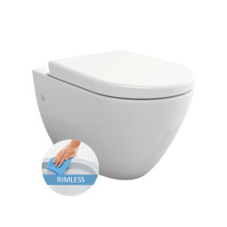 LIVEA Bello Wall-hung rimless toilet bowl + soft close seat, white (BelloRimless)