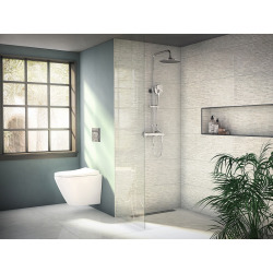 Vitra  AQUAHEAT JOY Thermostatic Shower column, Shower head XXL 220 mm + Hand shower 3 jets, Chrome (A47200EXP)