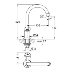  Costa L Basin tap 1/2″, Chrome (20393001)