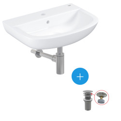 Grohe Set Wall-hung Basin in Vitreous China 55.3x38.6cm + Pop-Up Waste + Washbasin Trap (39440000-SET)