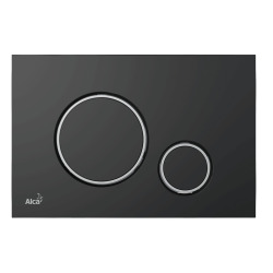Matt black two-touch flush plate with chrome trim (M778)