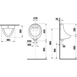 Roca Korint Ceramic Wall-hung Urinal with external power supply + Trap included (H8441000004401)