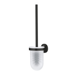Grohe START Set Toilet Brush Holder + Wall-Mounted Toilet Roll Holder, Matt Black (411852430-GroheBlackSet1)