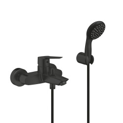 Grohe Shower Set shower / bath mixer 1/2" + Hand Shower 2 jets + Wall holder + Hose 1750 mm, Matt Black