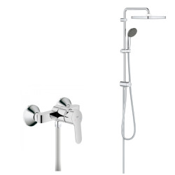 Grohe Vitalio Start System 250 Cube Shower column + BauEdge Single-Lever shower mixer (MITIGEURD1-VITALIOCUBE1)