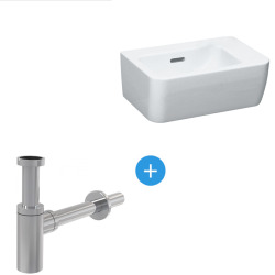 Laufen Basin Set Pro Cloakroom Basin 36 x 25 cm, White + Alca Metal Trap, Chrome (H8169550001061-SET)