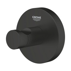 Grohe START Set of 3 Wall-Mounted Robe Hooks, Matt Black (411732430-GroheBlackTrio)