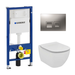 Geberit toilet set duofix UP100 + Ideal Standard Bowl Tesi Aquablade + Flush plate Delta35 matt chrome (SETUP100-AQUA7-UK)