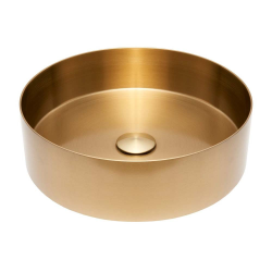 Swiss Aqua Technologies Aurum Stainless Steel Countertop Basin 38 x 38 x 11 cm without overflow + waste, Brushed Gold (SATAUR3838BG)