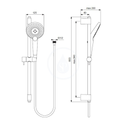  Circle shower set, 600 mm rod with hand shower, 3 jets, chrome (B1761AA)