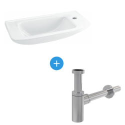 Ideal Standard Set EUROVIT Washbasin 125 x 500 x 235 mm, White + Alca Metal Trap, Chrome (R421901-SET)