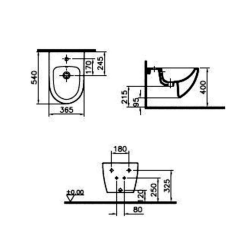 Vitra  Sento wall-hung bidet, internal water inlet, white (4338B003-1046)